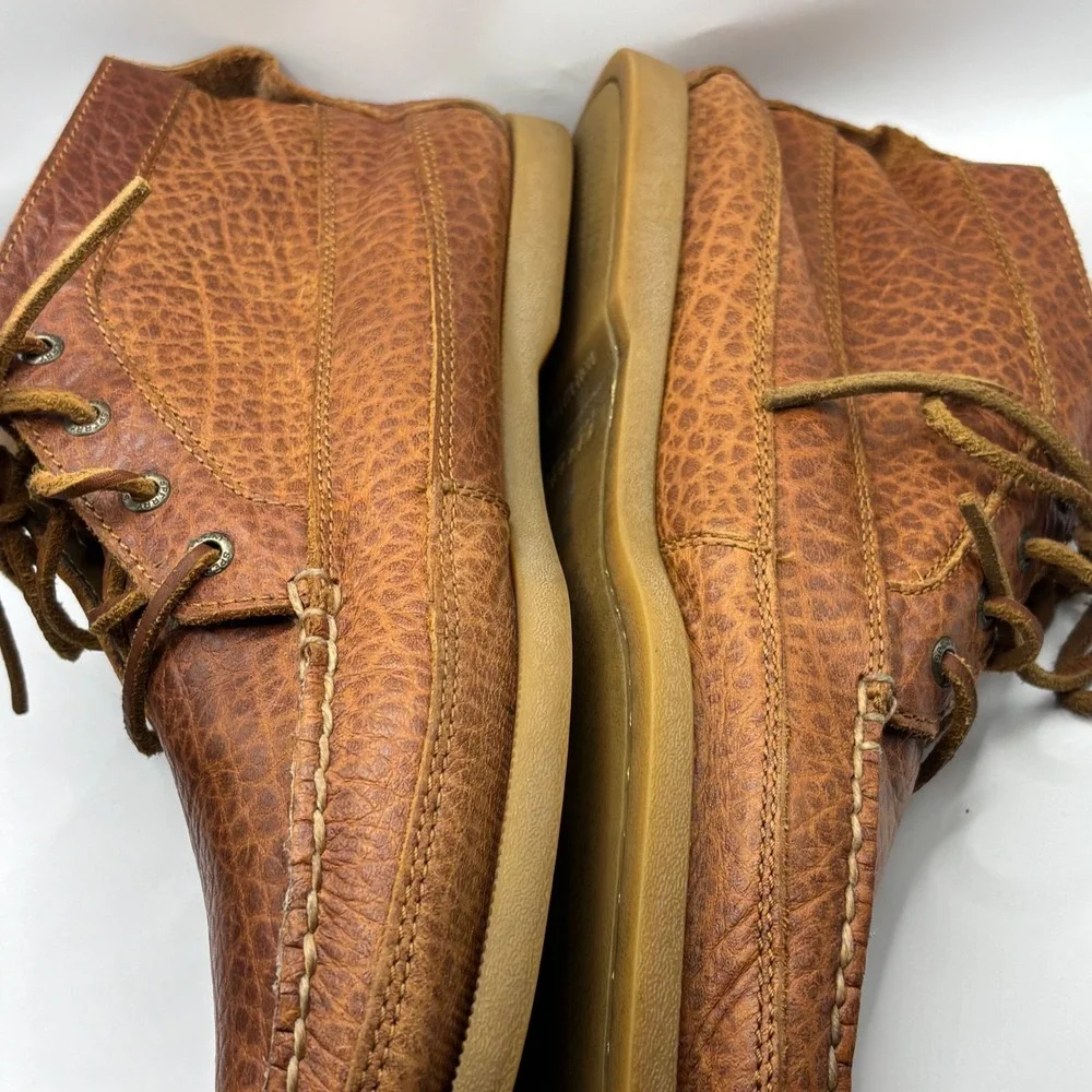 Chukka Boots Sperry 14 Brown Pebbled Leather Moc Toe Cabin Rugged Shoe Preppy